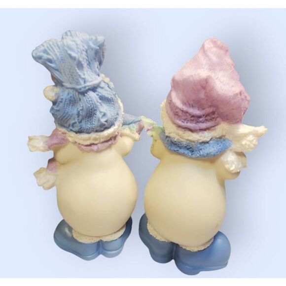 Adorable Christmas Snowman Couple Figurines 7" - Picture 4 of 4